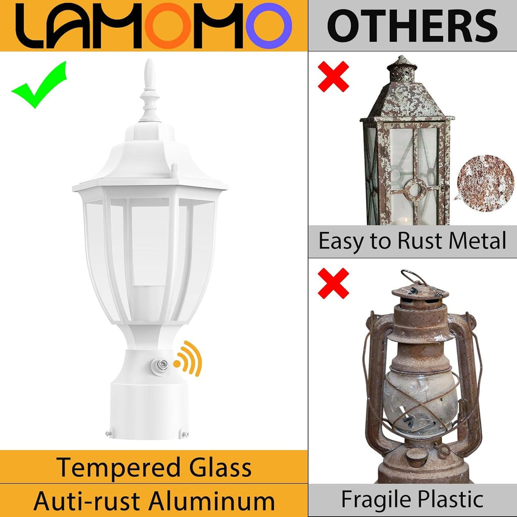 Lamomo Dusk to Dawn Outdoor Post Lights, Aluminum Lamp Post Light Fixture