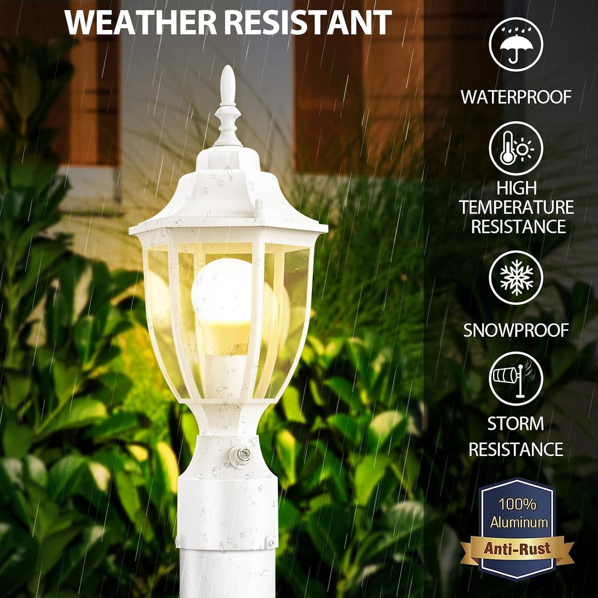 Lamomo Dusk to Dawn Outdoor Post Lights, Aluminum Lamp Post Light Fixture
