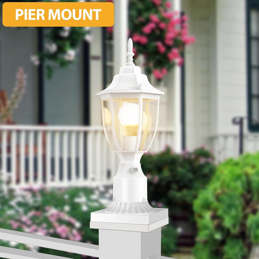 Lamomo Dusk to Dawn Outdoor Post Lights, Aluminum Lamp Post Light Fixture