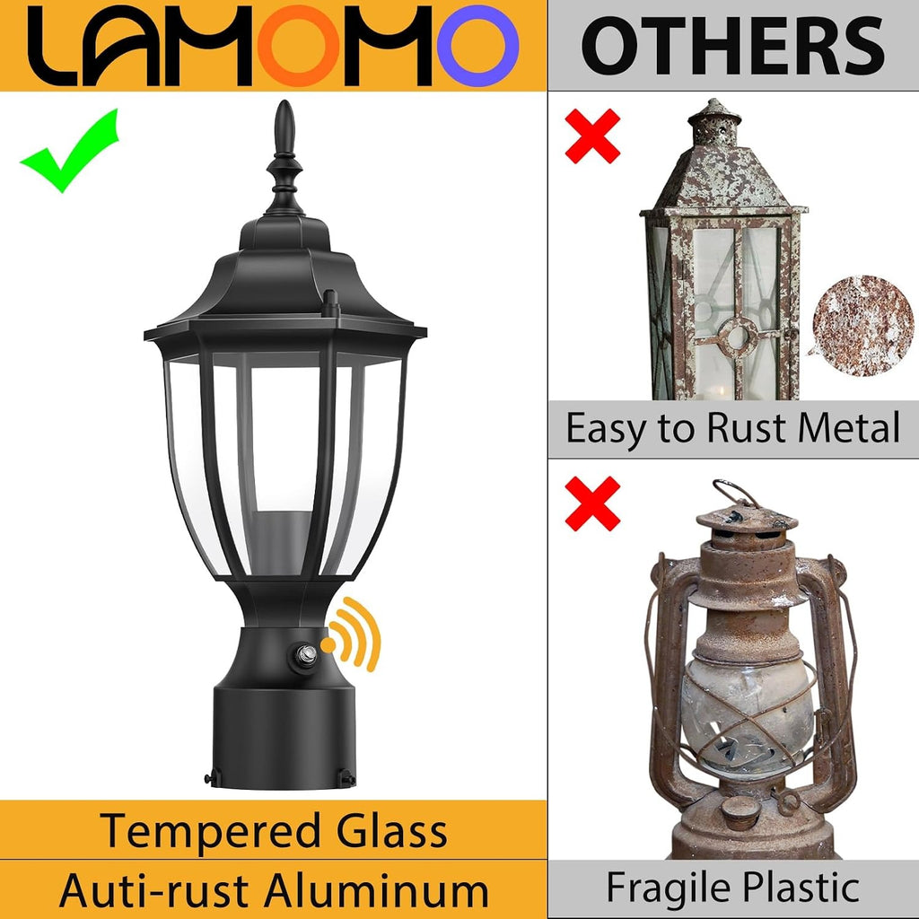 Lamomo Dusk to Dawn Outdoor Post Lights, Aluminum Lamp Post Light Fixture