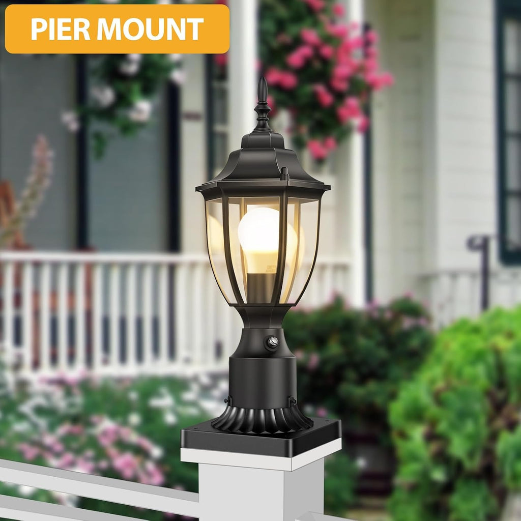 Lamomo Dusk to Dawn Outdoor Post Lights, Aluminum Lamp Post Light Fixture
