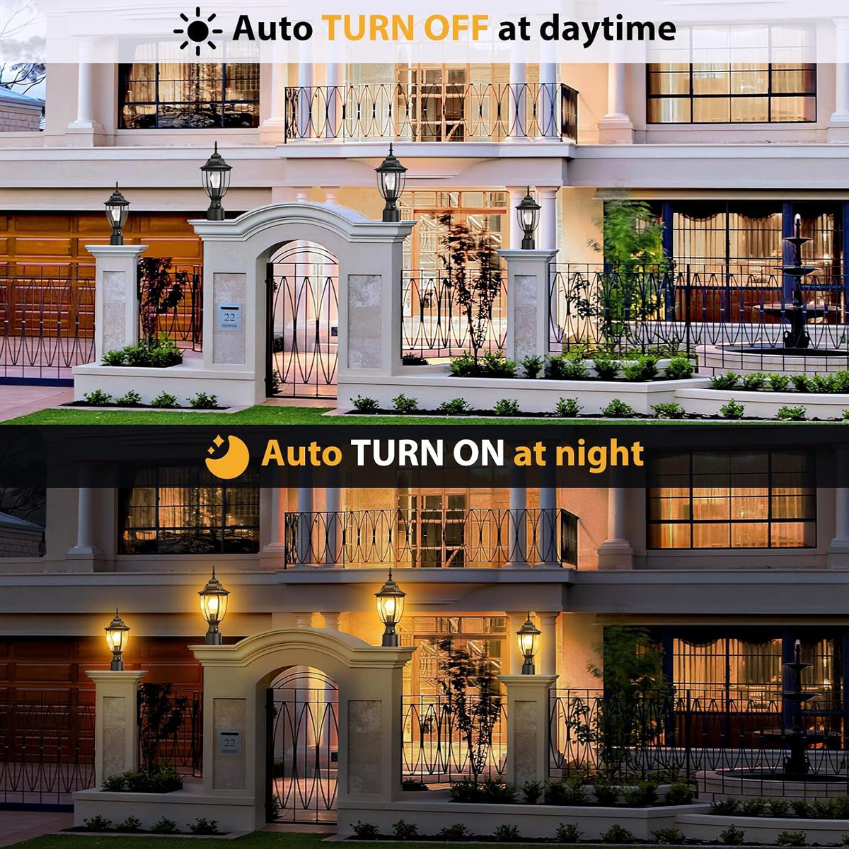 Lamomo Dusk to Dawn Outdoor Post Lights, Aluminum Lamp Post Light Fixture