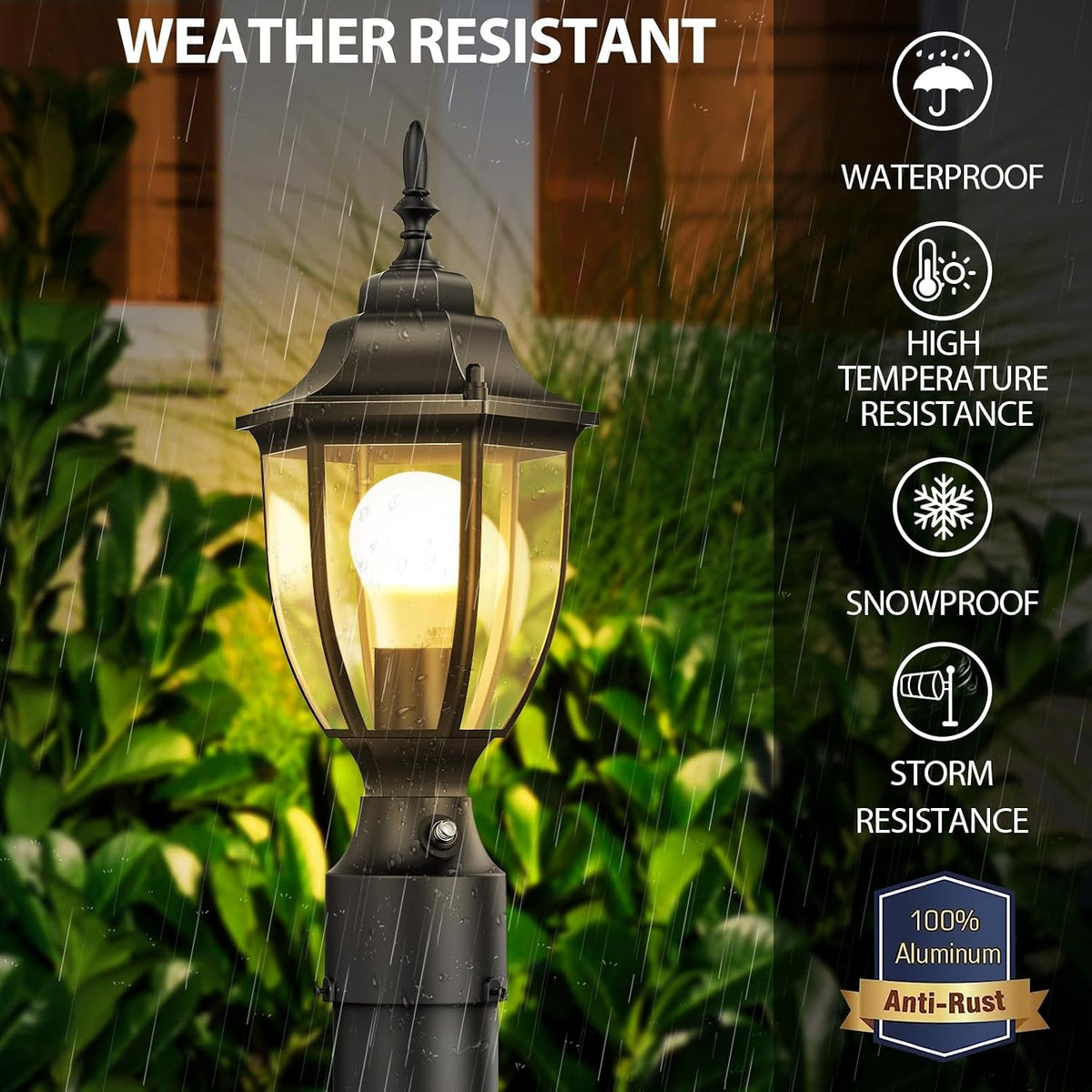 Lamomo Dusk to Dawn Outdoor Post Lights, Aluminum Lamp Post Light Fixture