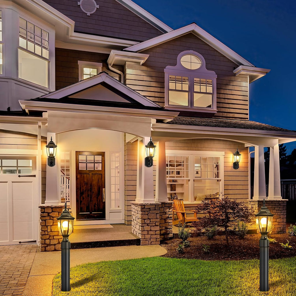 Lamomo Dusk to Dawn Outdoor Post Lights, Aluminum Lamp Post Light Fixture