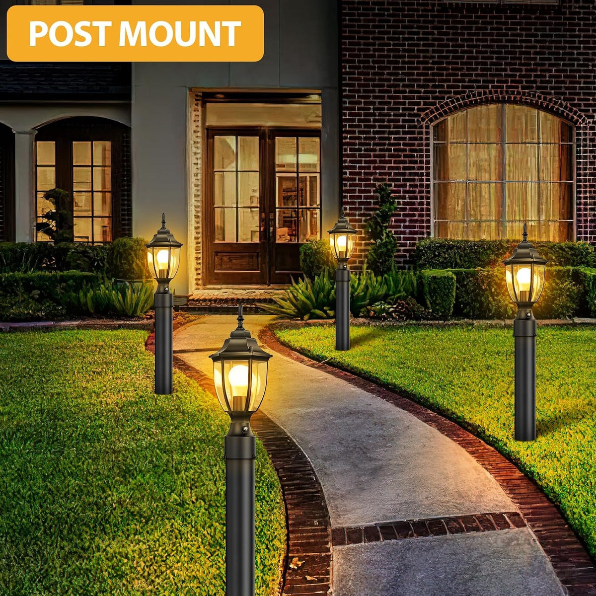 Lamomo Dusk to Dawn Outdoor Post Lights, Aluminum Lamp Post Light Fixture