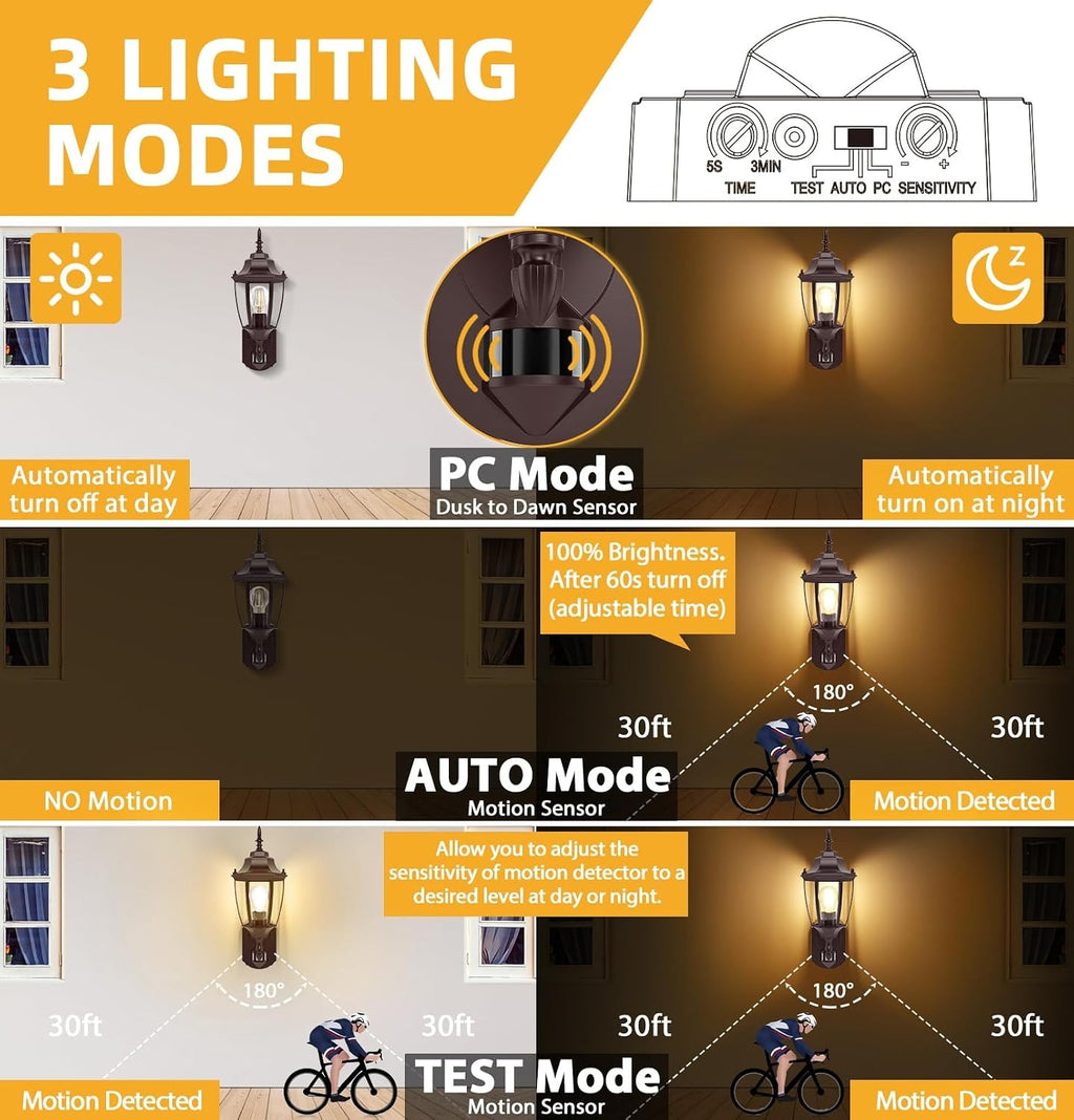 Lamomo Motion Sensor Outdoor Wall Lights, Outside Porch Lamps