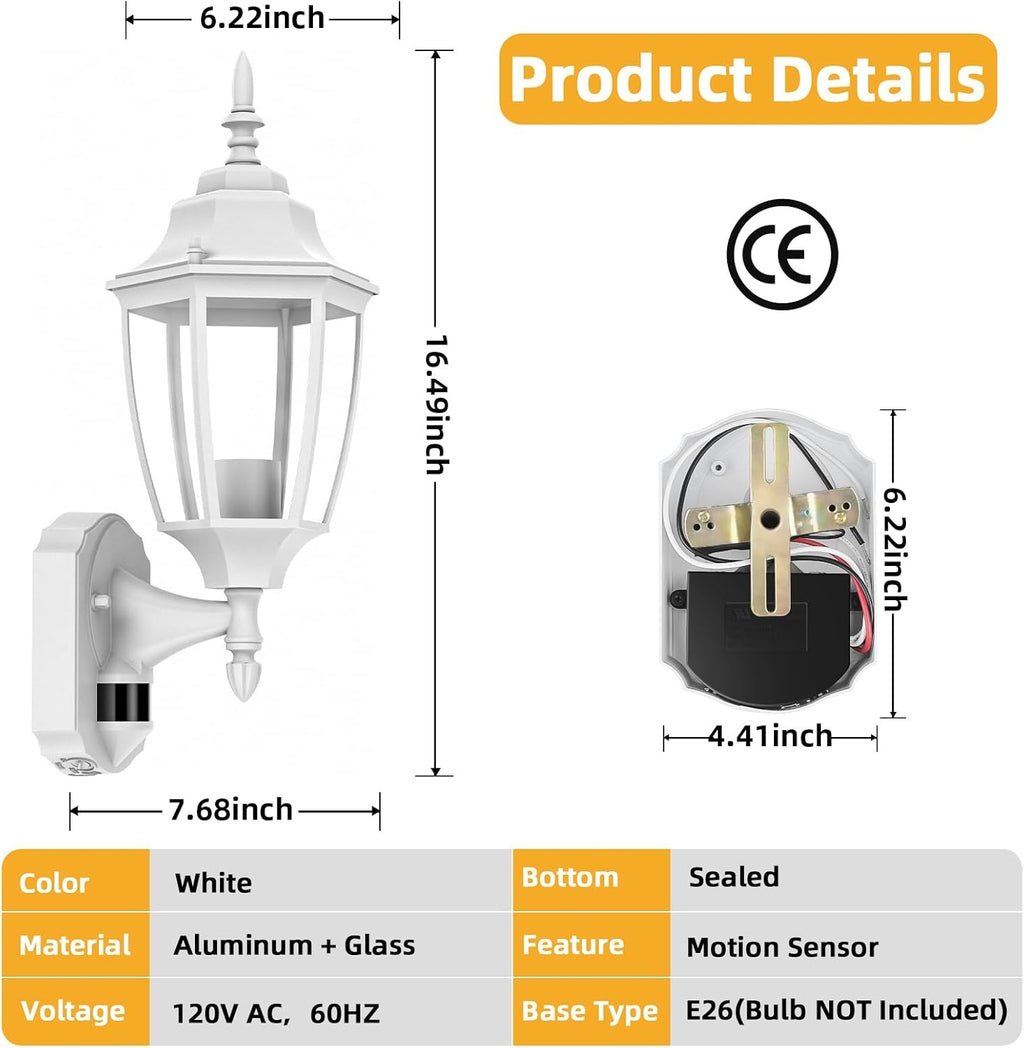 Lamomo Motion Sensor Outdoor Wall Lights, Outside Porch Lamps