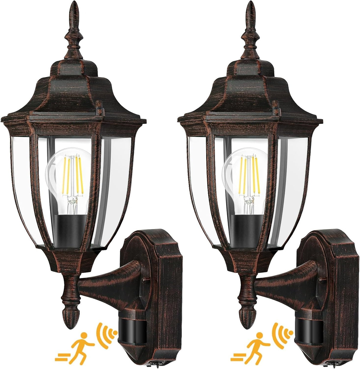 Lamomo Motion Sensor Outdoor Wall Lights Fixtures, 2-Pack Porch Lamp
