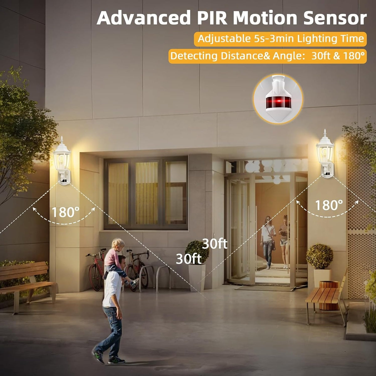 Lamomo Motion Sensor Outdoor Wall Lights Fixtures, 2-Pack Porch Lamp