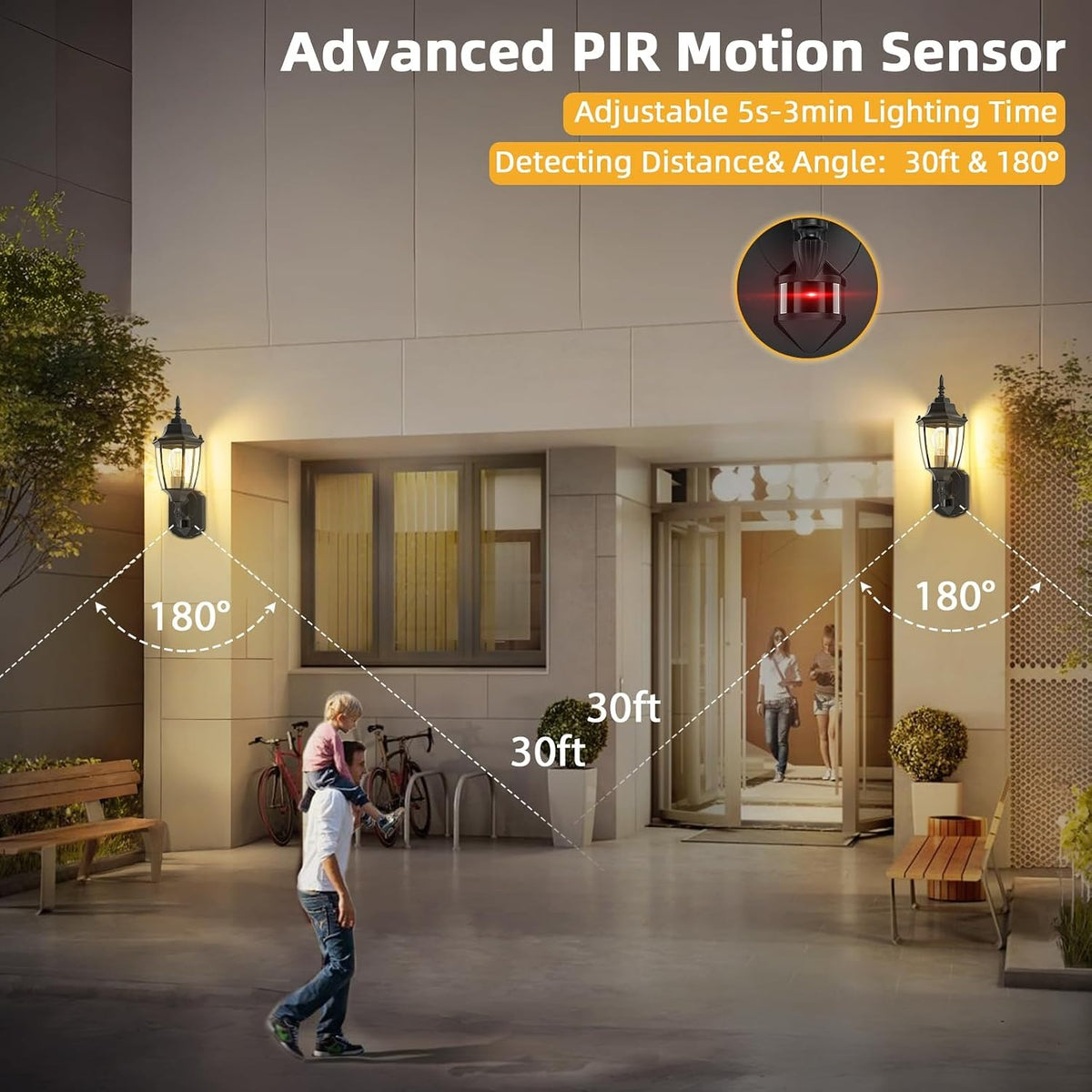 Lamomo Motion Sensor Outdoor Wall Lights Fixtures, 2-Pack Porch Lamp