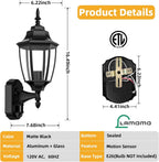 Lamomo Motion Sensor Outdoor Wall Lights Fixtures, 2-Pack Porch Lamp