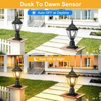 Lamomo Dusk to Dawn Outdoor Post Lights, Aluminum Lamp Post Light Fixture