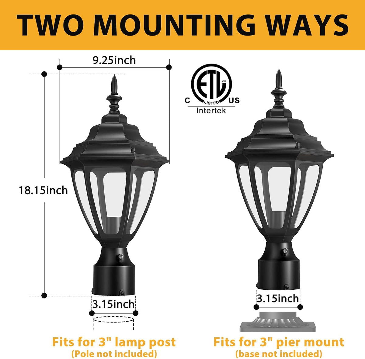 Lamomo Dusk to Dawn Outdoor Post Lights, Aluminum Lamp Post Light Fixture