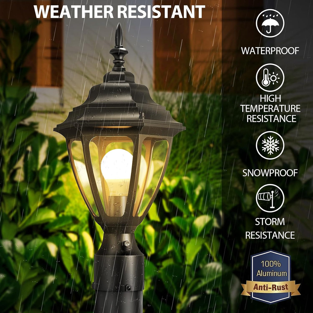 Lamomo Dusk to Dawn Outdoor Post Lights, Aluminum Lamp Post Light Fixture