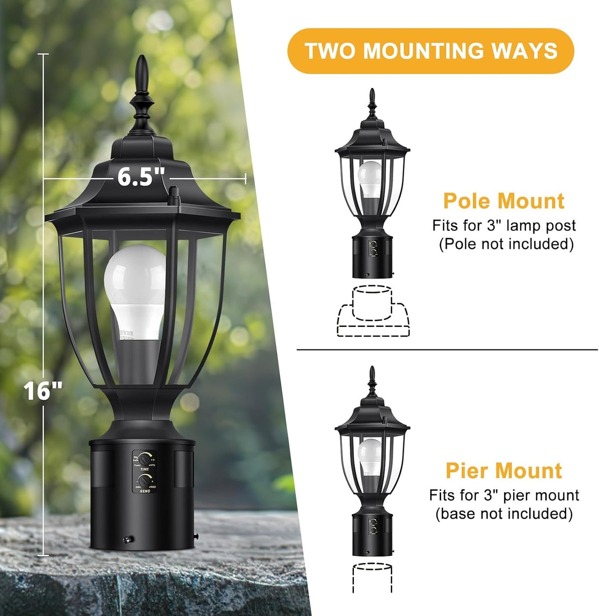 Lamomo Dusk to Dawn Outdoor Post Lights, Aluminum Lamp Post Light Fixture