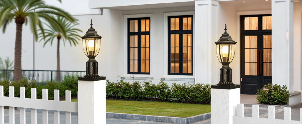Lamomo Dusk to Dawn Outdoor Post Lights, Aluminum Lamp Post Light Fixture