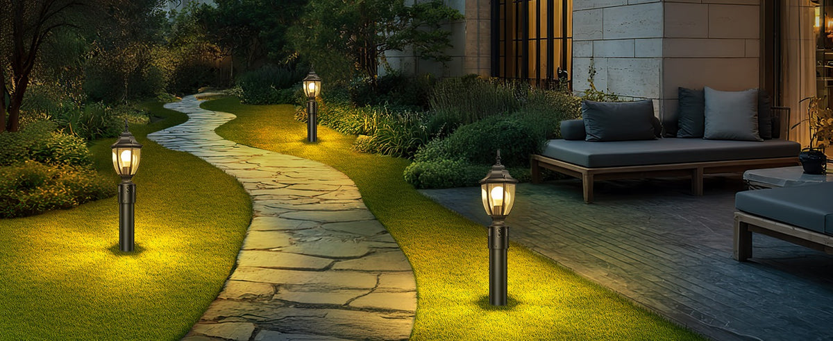 Lamomo Dusk to Dawn Outdoor Post Lights, Aluminum Lamp Post Light Fixture