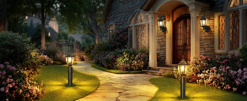 Lamomo Dusk to Dawn Outdoor Post Lights, Aluminum Lamp Post Light Fixture
