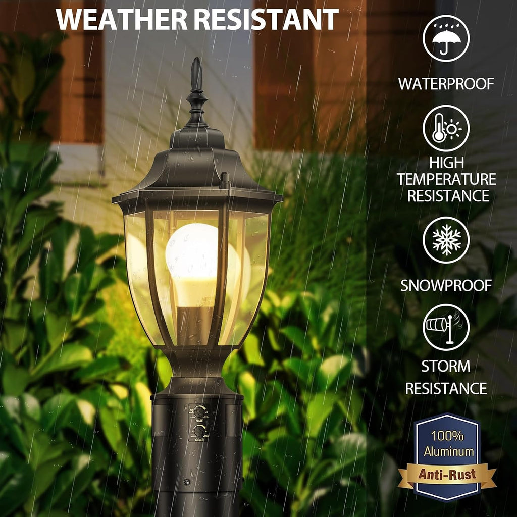 Lamomo Dusk to Dawn Outdoor Post Lights, Aluminum Lamp Post Light Fixture
