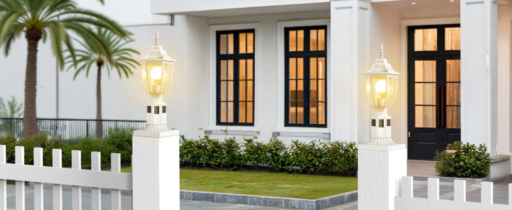 Lamomo Dusk to Dawn Outdoor Post Lights, Aluminum Lamp Post Light Fixture
