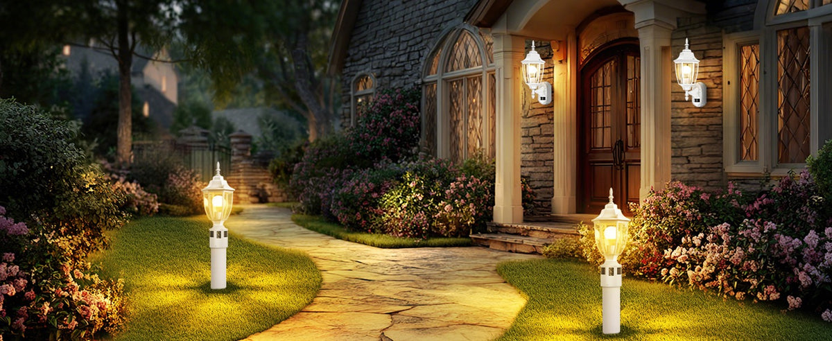 Lamomo Dusk to Dawn Outdoor Post Lights, Aluminum Lamp Post Light Fixture