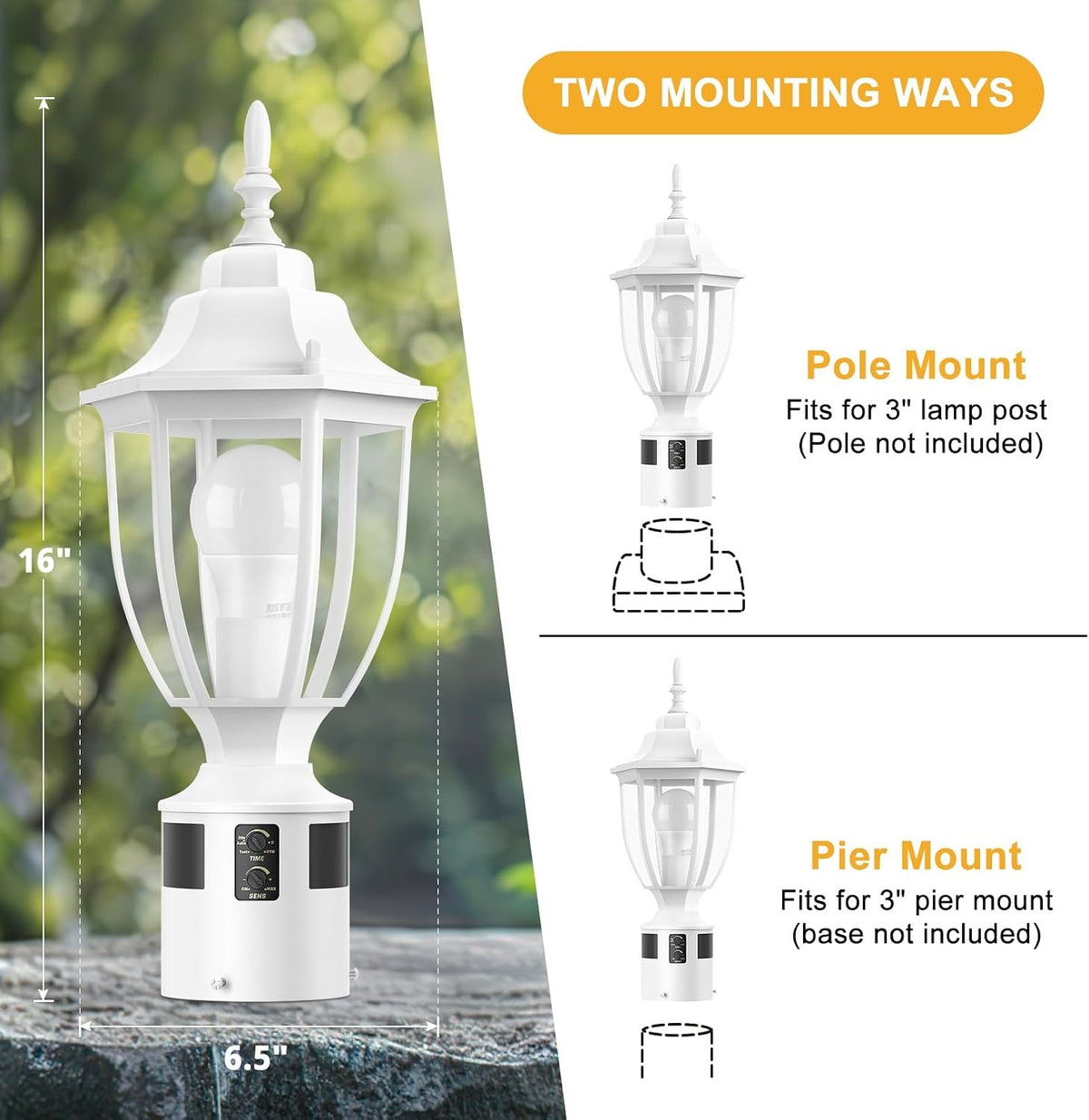 Lamomo Dusk to Dawn Outdoor Post Lights, Aluminum Lamp Post Light Fixture