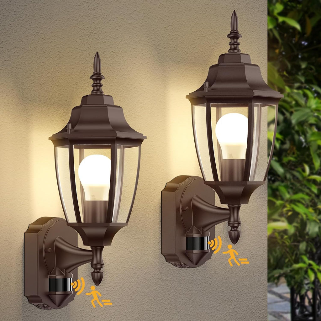 Lamomo Motion Sensor Outdoor Wall Lights Fixtures, 2-Pack Porch Lamp