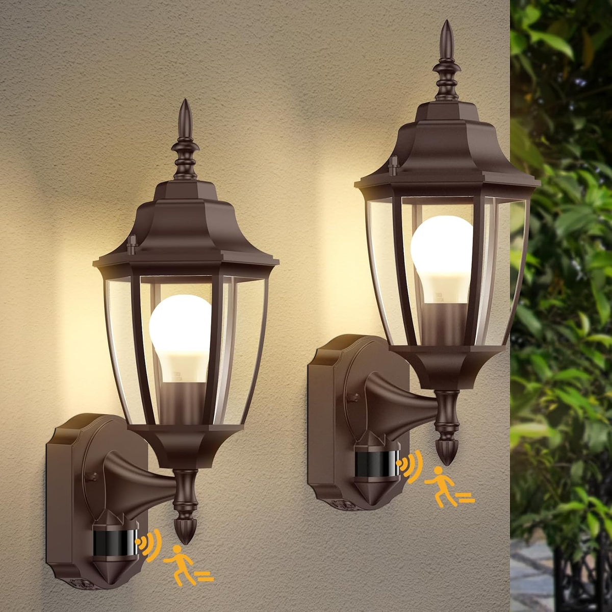 Lamomo Motion Sensor Outdoor Wall Lights Fixtures, 2-Pack Porch Lamp